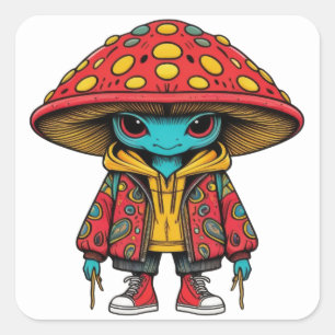 Martian Mushroom Square Sticker