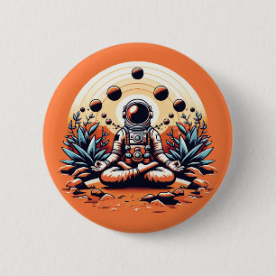 Martian Zen: Astronaut's Tranquility 6 Cm Round Badge