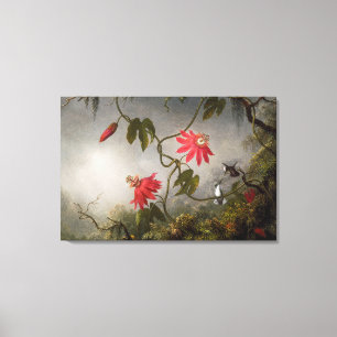 MARTIN J. HEADE - Passion Flowers and Hummingbirds Canvas Print