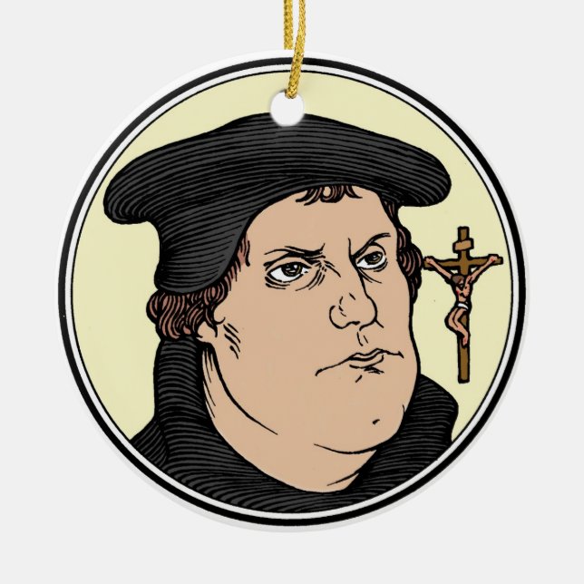 Martin Luther confessing Christ crucified ornament (Front)
