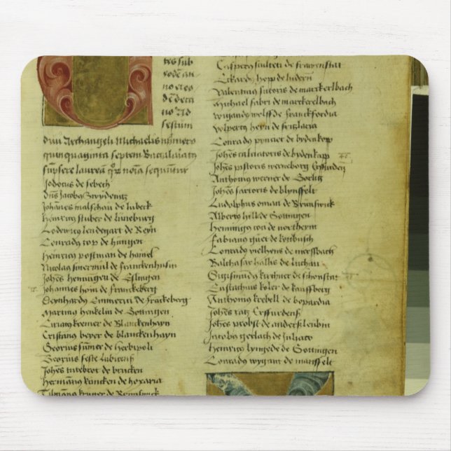 Martin Luther's enrolment sheet Mouse Pad (Front)