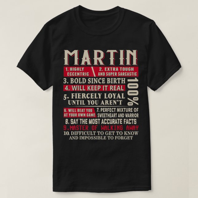 Martin Name Gift Martin  Martin Surname  T-Shirt (Design Front)