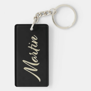 Martin Name whitegold key trailer Key Ring