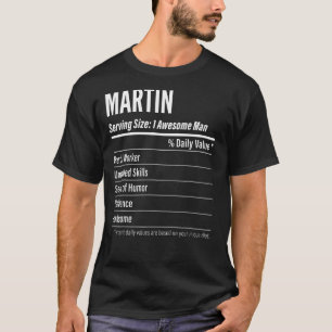 Martin Serving Size Nutrition Label Calories T-Shirt
