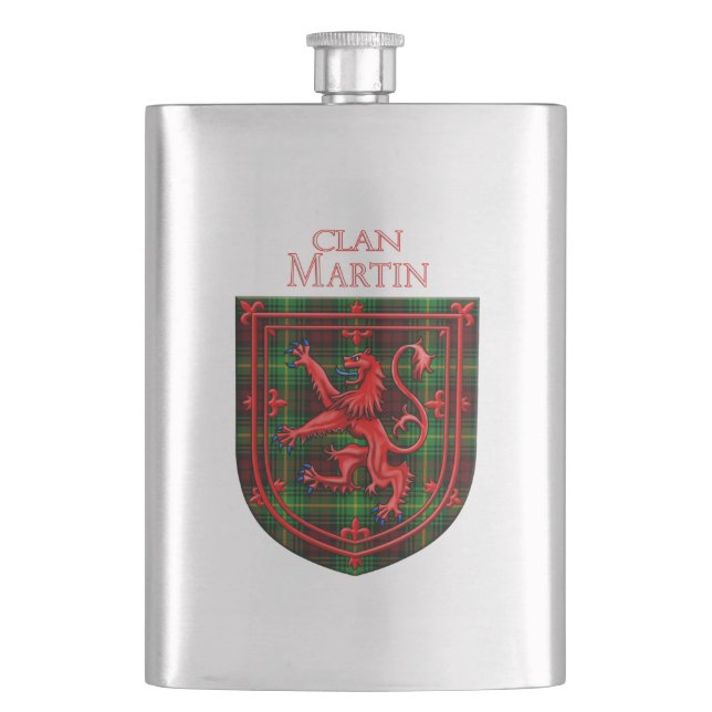 Martin Tartan Scottish Plaid Lion Rampant Hip Flask (Front)