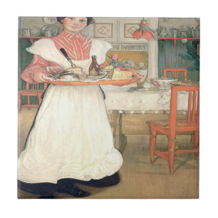 Martina Carrying Breakfast On A Tray Carl Larsson Tile