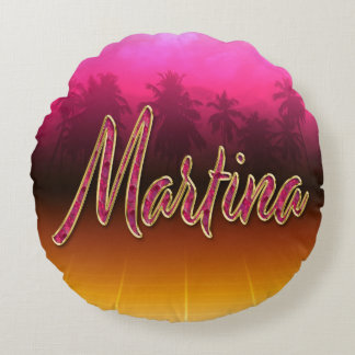 Martina First Name Golden pink cushy Round Cushion