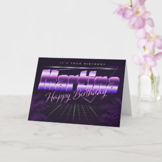 Martina Name First name lila retro Map Birthday Card