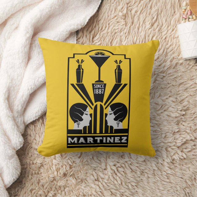 Martinez Cocktail Art Deco Cushion (Blanket)