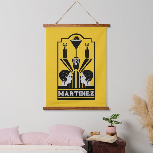 Martinez Cocktail Art Deco Hanging Tapestry (Bedroom)