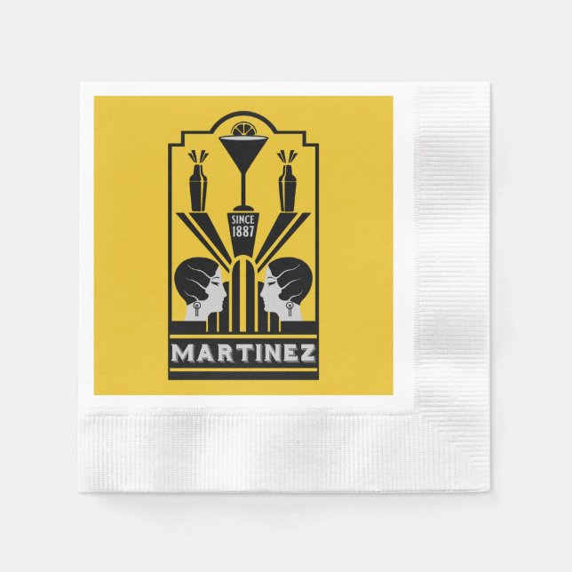 Martinez Cocktail Art Deco Napkin (Front)