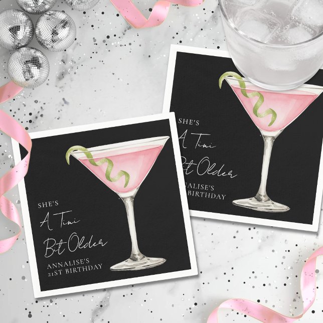 Martini A Tini Bit Older Birthday Napkin (A Tini Bit Older Martini Birthday Party Napkins)