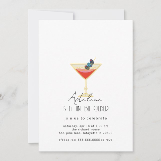 Martini Adult Birthday Party Invitation (Front)