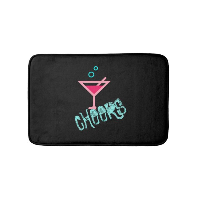 Martini - Alcohol Drink Pop Art, Pink & Turquoise Bath Mat (Front)
