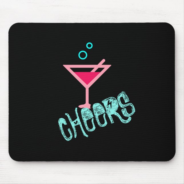 Martini - Alcohol Drink Pop Art, Pink & Turquoise Mouse Pad (Front)