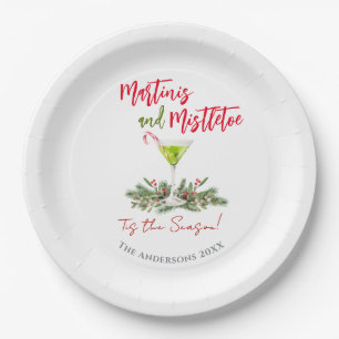 Martini and Mistletoe Holiday Cocktail Party Paper Plate