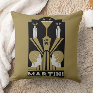 Martini Art Deco Art Cushion