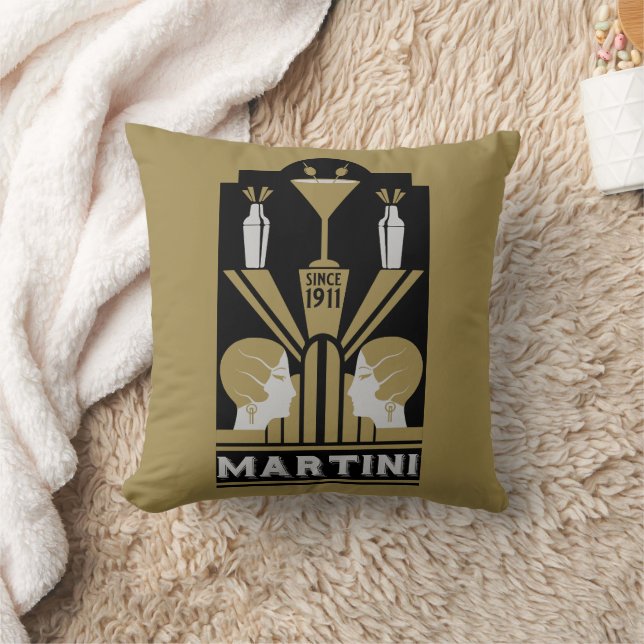 Martini Art Deco Art Cushion (Blanket)
