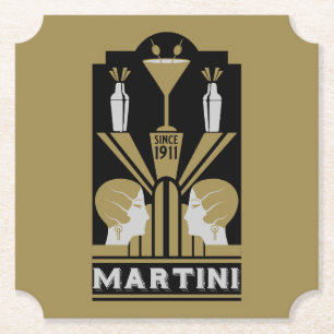 Martini Art Deco Art Paper Coaster