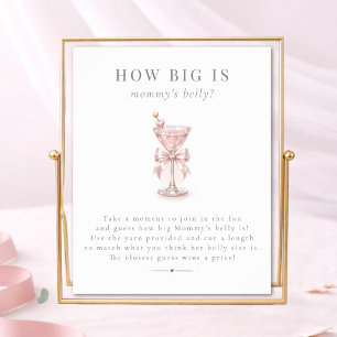 Martini Baby Shower How Big Is Mummy's Belly Sign