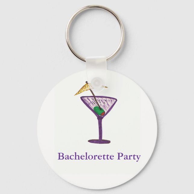 Martini Bachelorette Party Key Ring (Front)