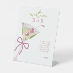 Martini Bar Chic Modern Bridal Shower Pedestal Sign