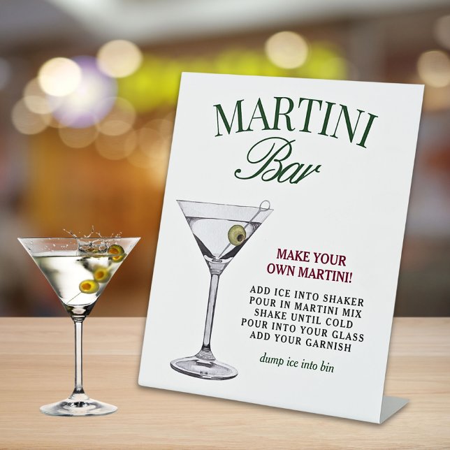 Martini Bar Green & Red Classy Pedestal Sign (Creator Uploaded)