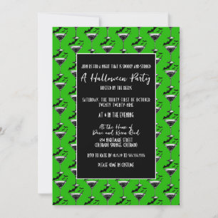 Martini Bats Halloween Party Invitation