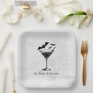 Martini Bats Paper Plate