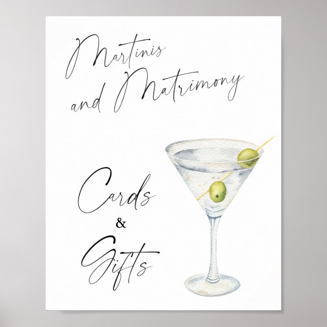 Martini Bridal shower Cards and Gifts Poster (Front)