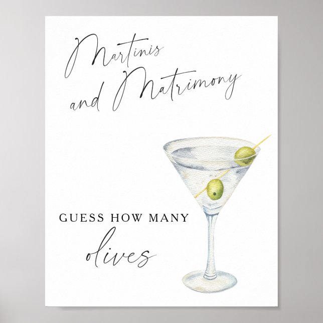 Martini Bridal Shower - How many olives Poster (Front)