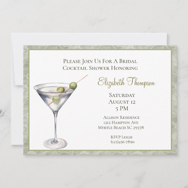Martini  Bridal Shower Invitation (Front)