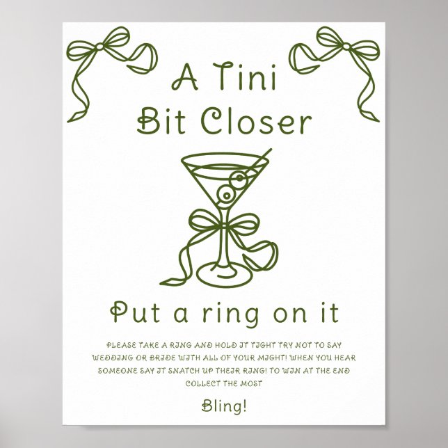 Martini bridal shower Put a ring on it game Poster (Front)