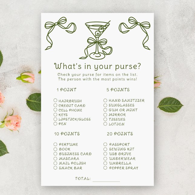 Martini Bridal shower What's in your purse game (Creator Uploaded)