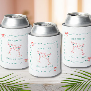 Martini Cheers to 21 Years Birthday Party Can Cooler