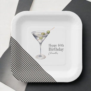 Martini Cocktail 40th Birthday Party Paper Plates
