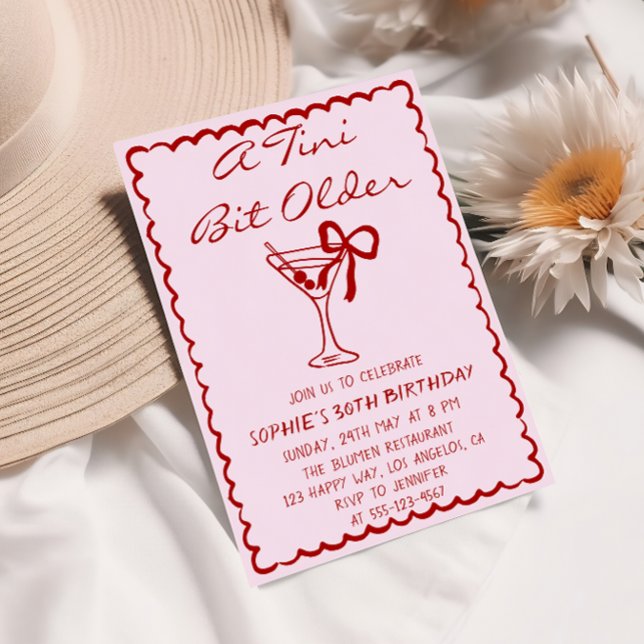 Martini Cocktail A Tini Bit Older 30th Birthday Invitation (Creator Uploaded)