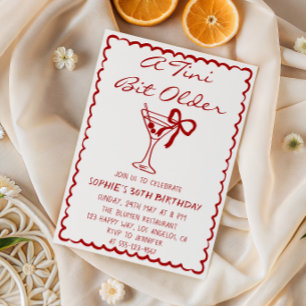 Martini Cocktail A Tini Bit Older 30th Birthday Invitation