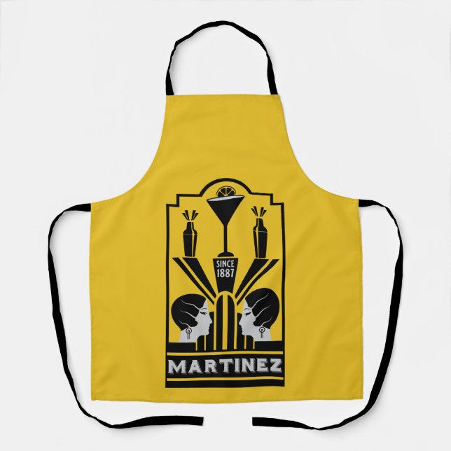 Martini Cocktail Art Deco Apron (Front)