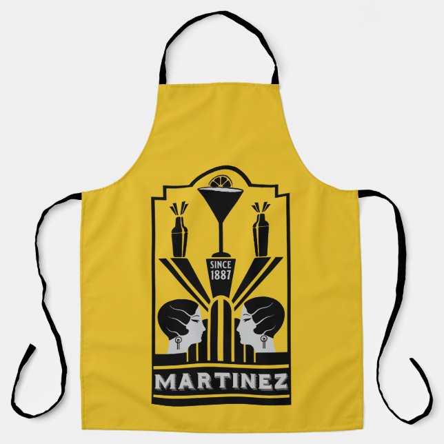 Martini Cocktail Art Deco Apron (Front)