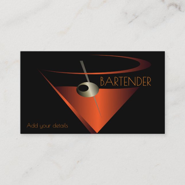 Martini Cocktail Bartender Business Card (Front)