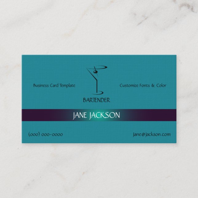 Martini Cocktail Bartender Template Business Card (Front)