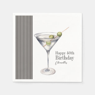 Martini Cocktail Elegant 40th Birthday Party Napkin