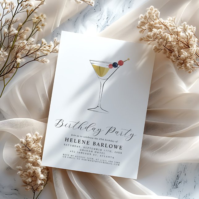 Martini Cocktail Elegant Minimalist Birthday Invitation (Martini Cocktail Elegant Minimalist Birthday Invitation)