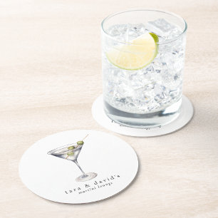 Martini Cocktail Lounge with Your Name Square Paper Coaster