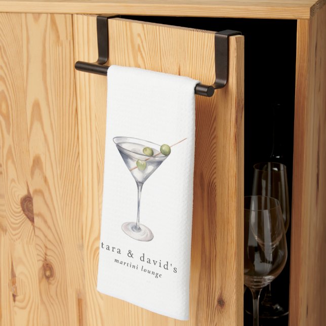 Martini Cocktail Lounge with Your Name Tea Towel (Thirds Fold)