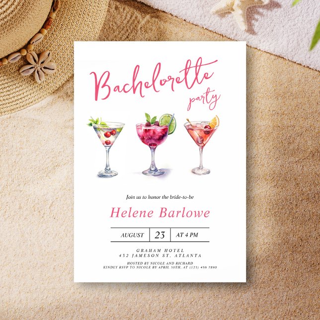 Martini Cocktail Modern Bachelorette Party Invitation (Martini Cocktail Modern Bachelorette Party Invitation)