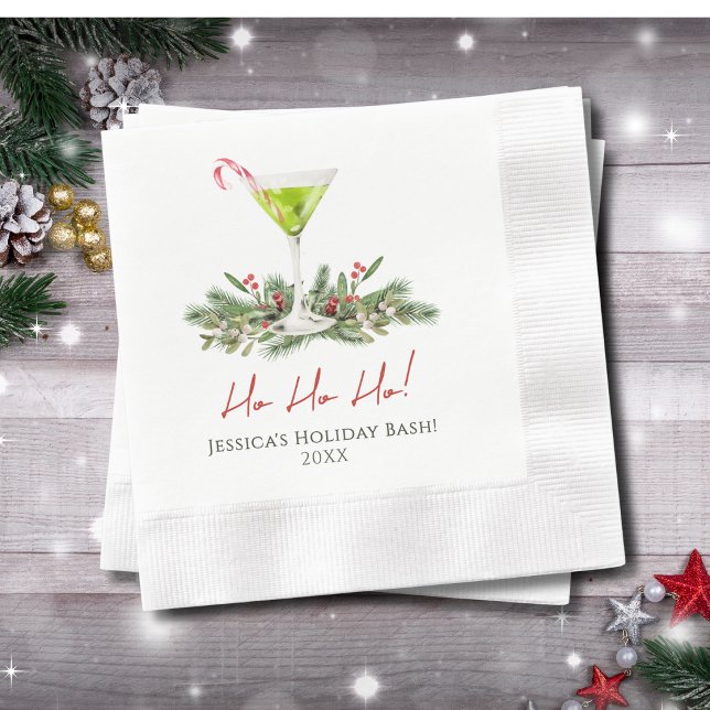 Martini Cocktail Party Custom Candy Cane Martini Napkin (Creator Uploaded)