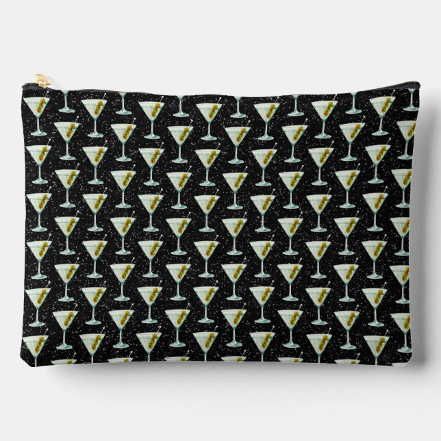 Martini Cocktail Pattern Accessory Pouch (Front)