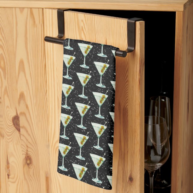 Martini Cocktail Pattern Tea Towel (Thirds Fold)